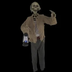 Skeleton with Light Up Lantern Hanging Halloween Prop - 60 Inch