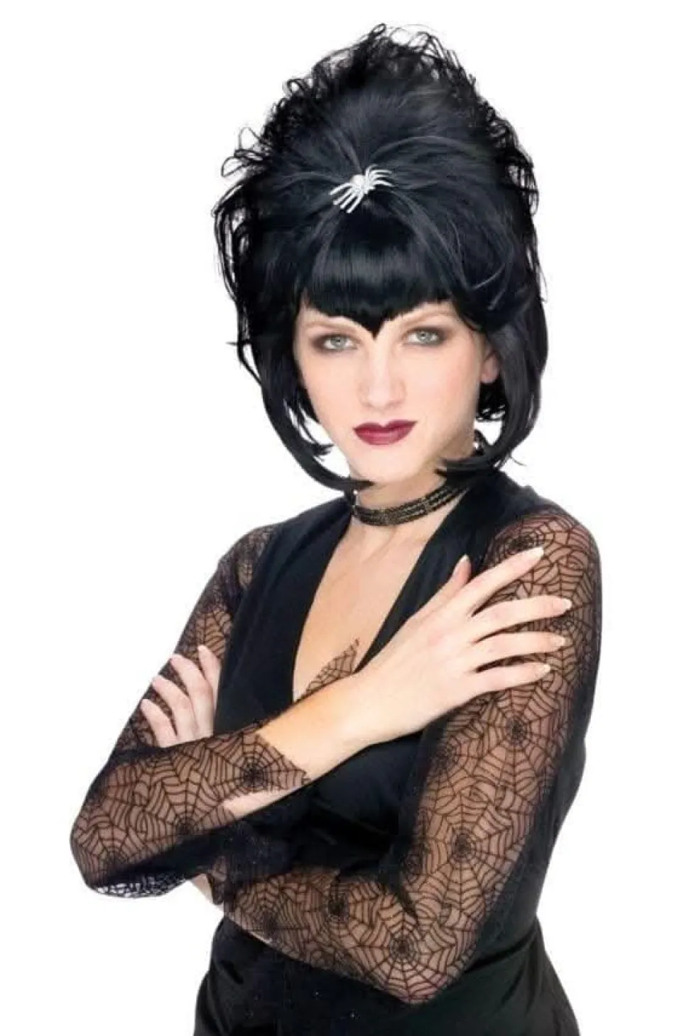Spiderella Black Bouffant Halloween Wig