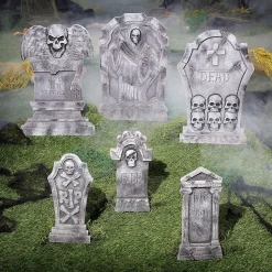 Spooky Graveyard Foam Tombstone Halloween Decorations Set – 6 Pc.