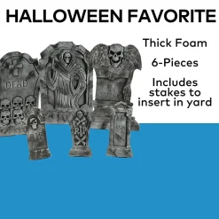 Spooky Graveyard Foam Tombstone Halloween Decorations Set – 6 Pc.