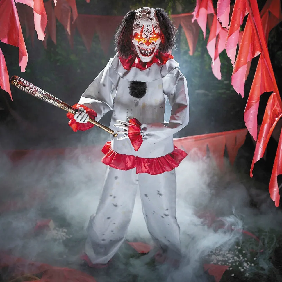Standing Clown with Baseball Bat Halloween Animatronic Decoration