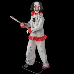 Standing Clown with Baseball Bat Halloween Animatronic Decoration