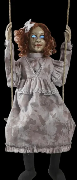 Swinging Decrepit Doll Halloween Animatronic Decoration