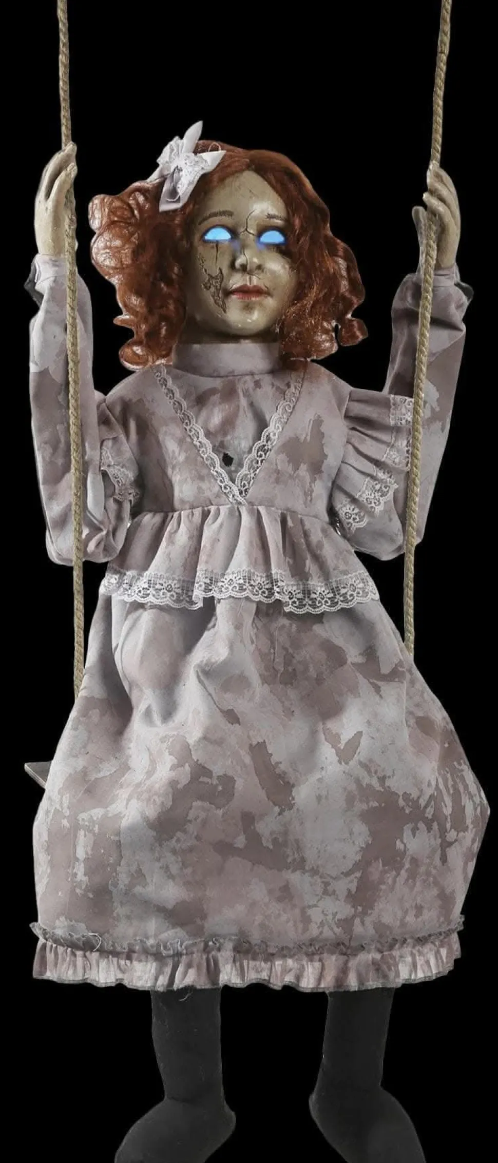 Swinging Decrepit Doll Halloween Animatronic Decoration