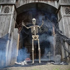 8' Towering Skeleton with Projection Eyes Halloween Animatronic Decoration