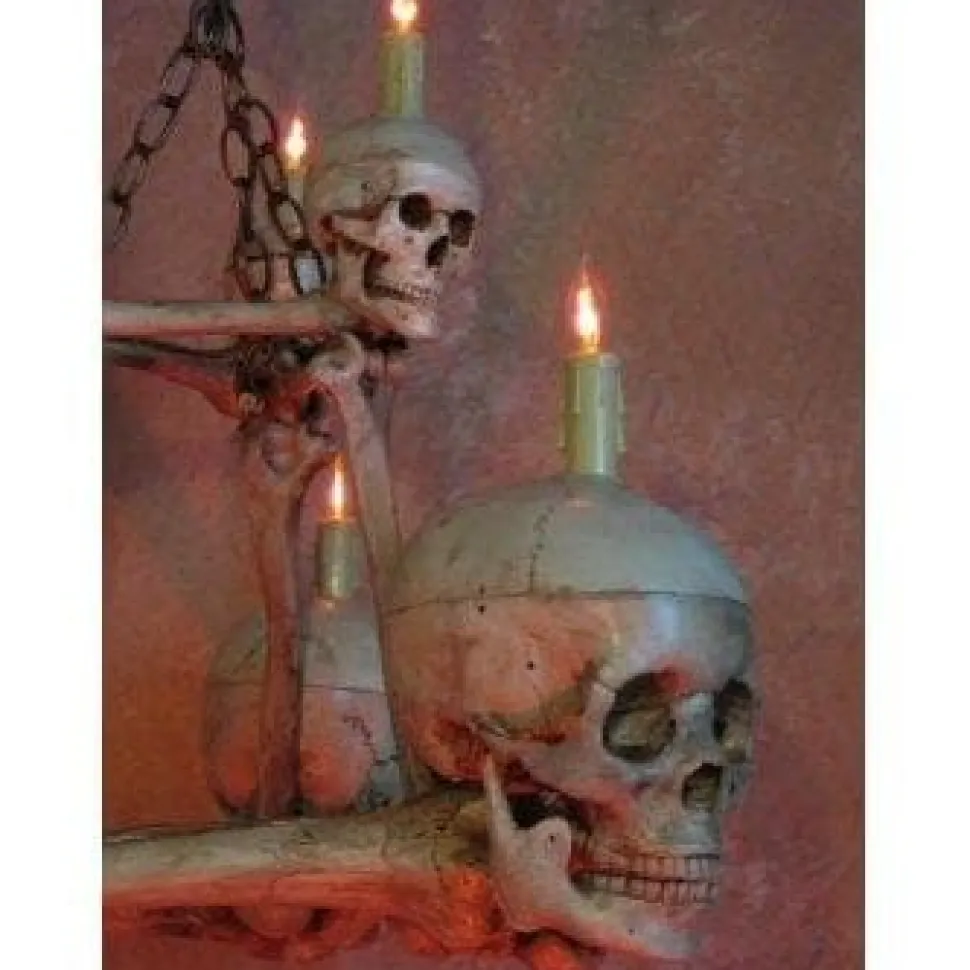 Two-Tiered Skull/Bone Chandelier Haunted House Lighting