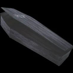 60" Wooden-Look Black Coffin With Lid Halloween Decoration